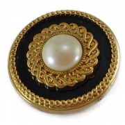 Botón Negro Dorado Perlas